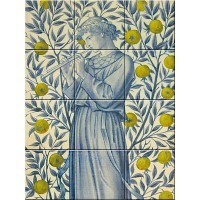 Ceramic tile mural Art Nouveau 6 X 6" Each Tile William Morris Reproduction #002   272187881446